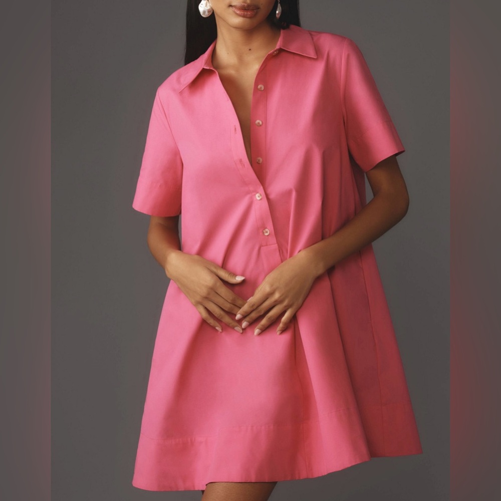 NWT XSP (P2P 19") - The Pollie Short-Sleeve Swing Tunic Mini Dress (100% Cotton)